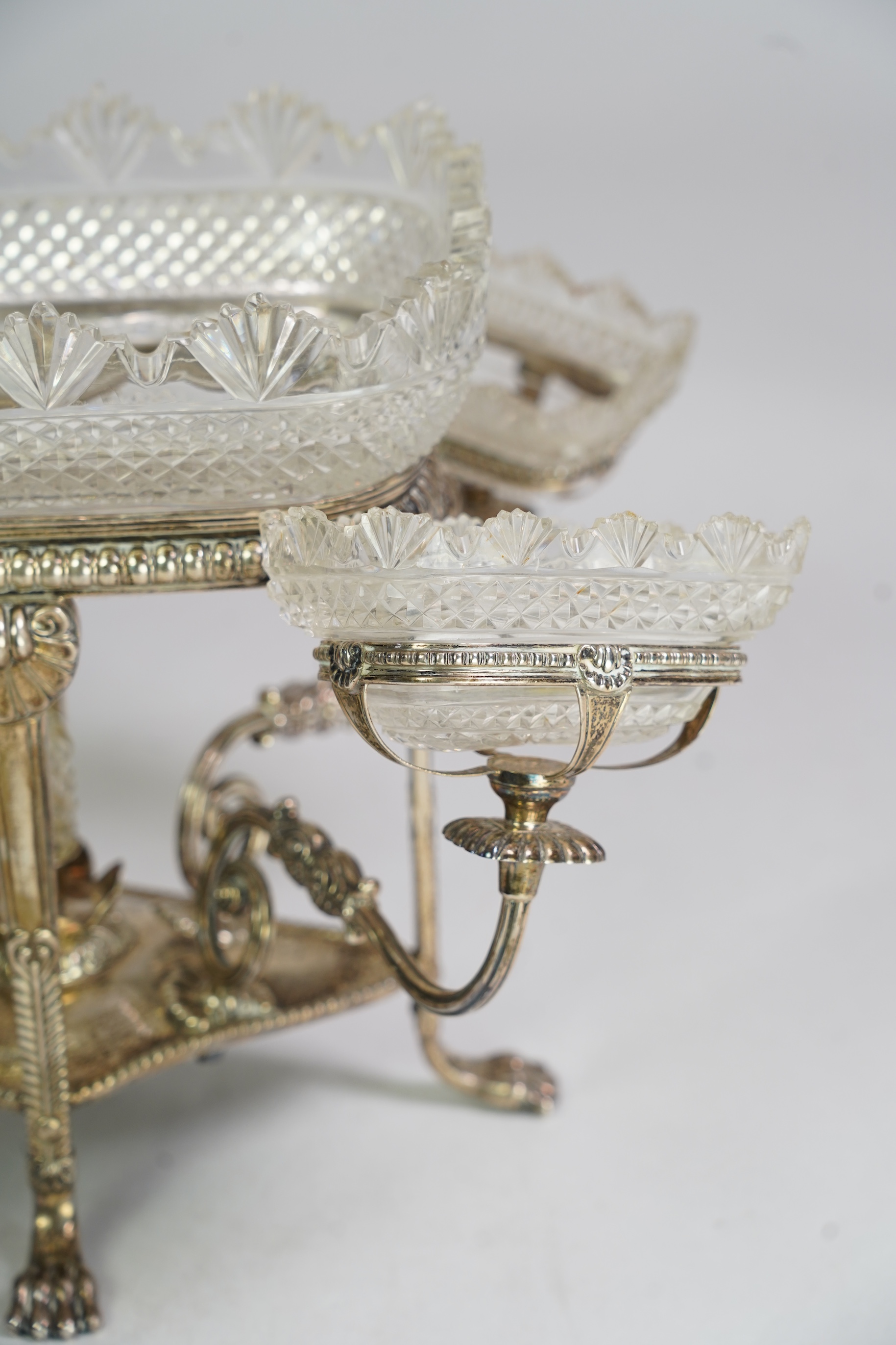 An Edwardian silver epergne by Hawksworth, Eyre & Co